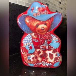 Charming Cowboy Teddy Bear Decor - Red and Blue